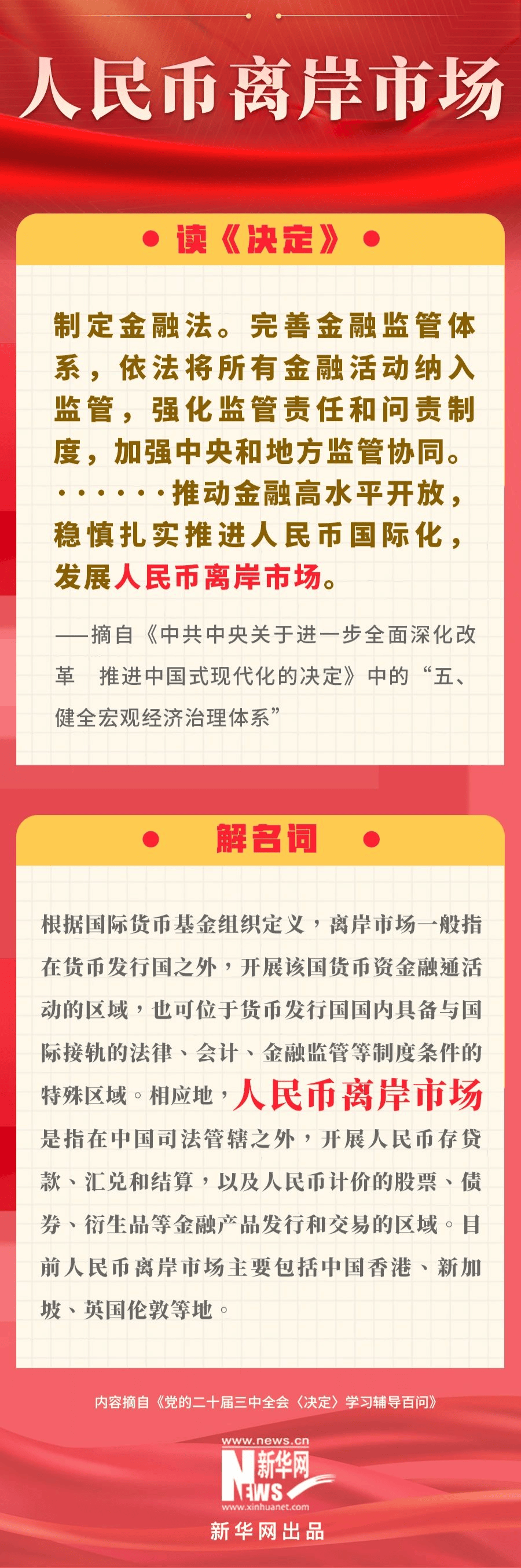 党的二十届三中全会《决定》中的名词解释：人民币离岸市场