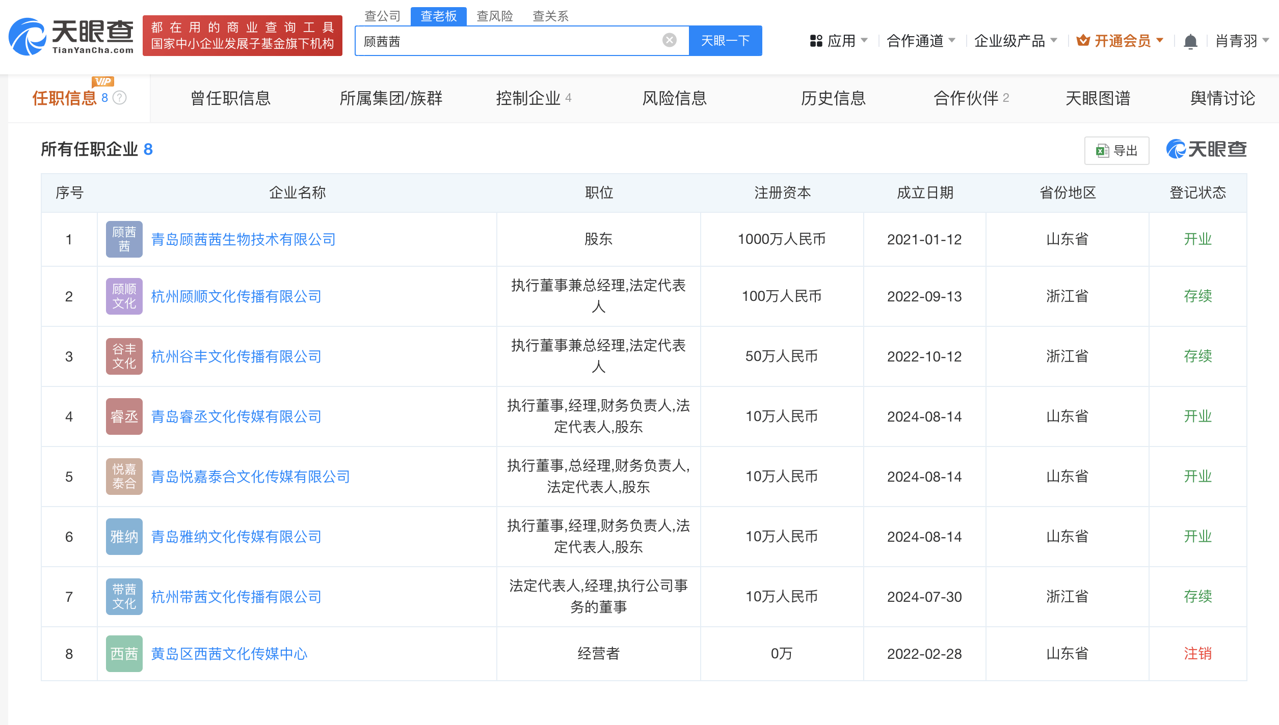 网红顾茜茜名下关联8家公司 顾茜茜注册B.C&amp;GUXIXI商标被驳回